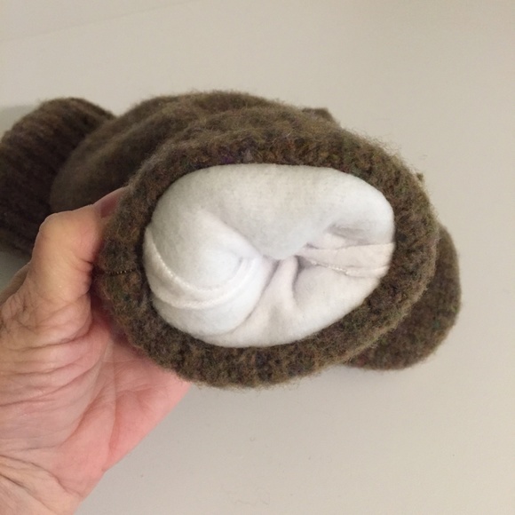 Olive Tweed Wool Felted Mittens with Fleece Lining - Picture 4 of 4